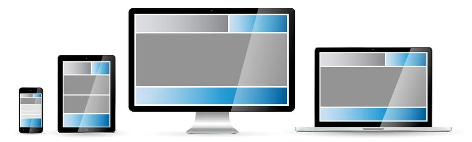 Modern digital tech device collection Stock Illustration