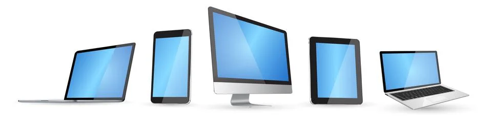 Modern digital tech device collection Stock Illustration