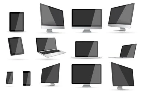 Modern digital tech device collection Stock Illustration