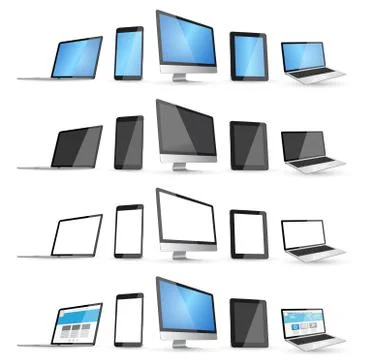 Modern digital tech device collection Stock Illustration