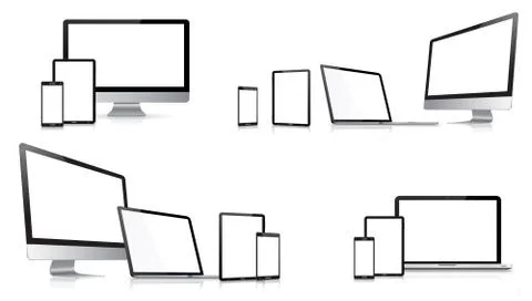 Modern digital tech device collection Illustration