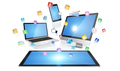 Modern digital tech device collection Stock Illustration