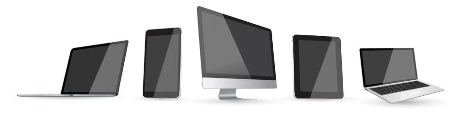 Modern digital tech device collection Stock Illustration