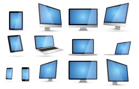 Modern digital tech device collection Stock Illustration
