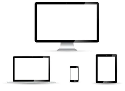 Modern digital tech device collection 스톡 일러스트