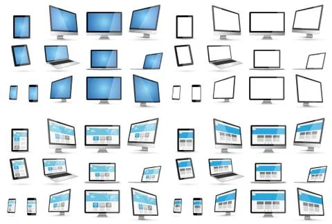 Modern digital tech device collection Illustration