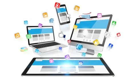 Modern digital tech device collection Stock Illustration