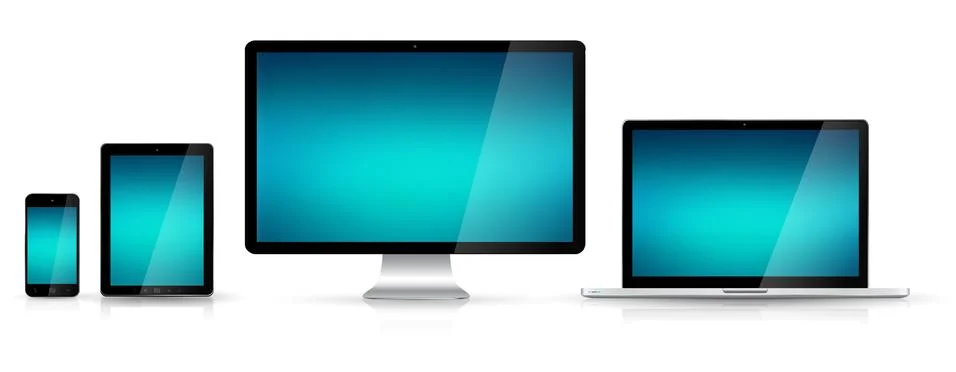 Modern digital tech device collection Illustration