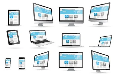 Modern digital tech device collection Stock Illustration