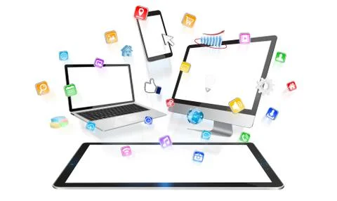 Modern digital tech device collection Stock Illustration