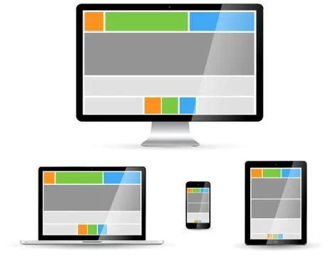 Modern digital tech device collection Stock Illustration