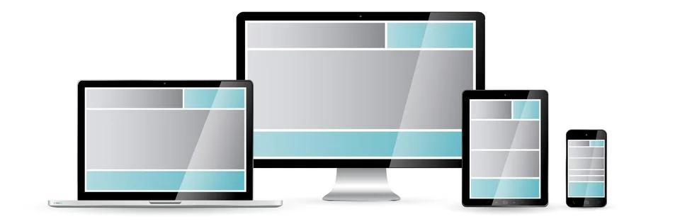 Modern digital tech device collection Stock Illustration