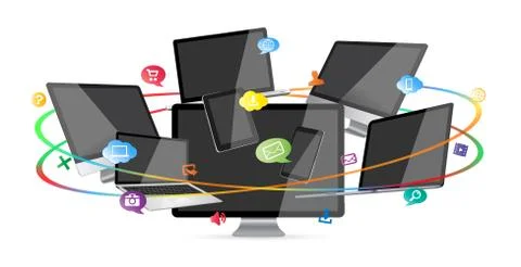 Modern digital tech device collection Stock Illustration