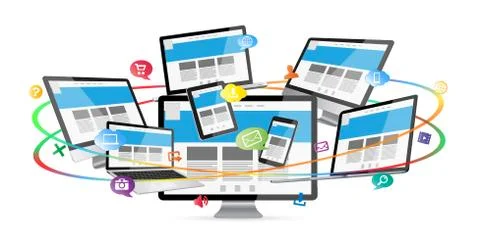 Modern digital tech device collection Stock Illustration