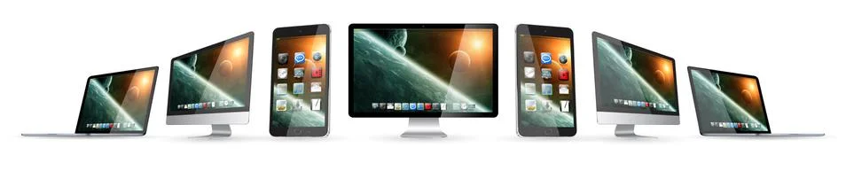 Modern digital tech device collection Stock Illustration