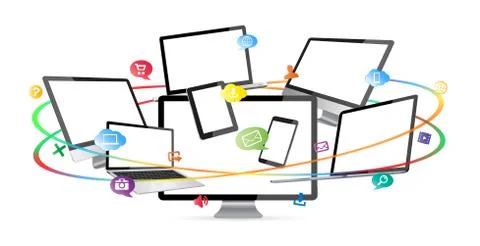 Modern digital tech device collection Stock Illustration