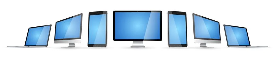 Modern digital tech device collection Stock Illustration