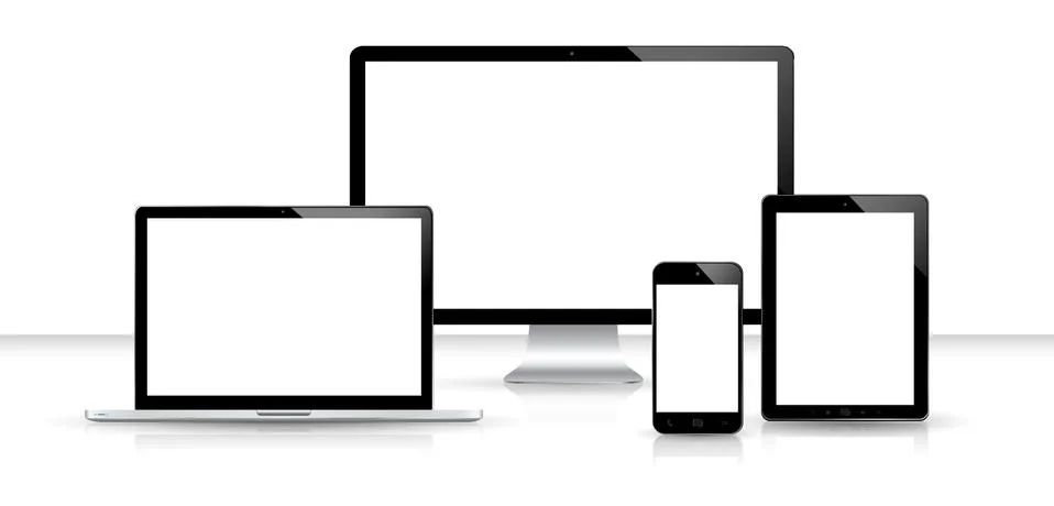 Modern digital tech device collection Stock Illustration