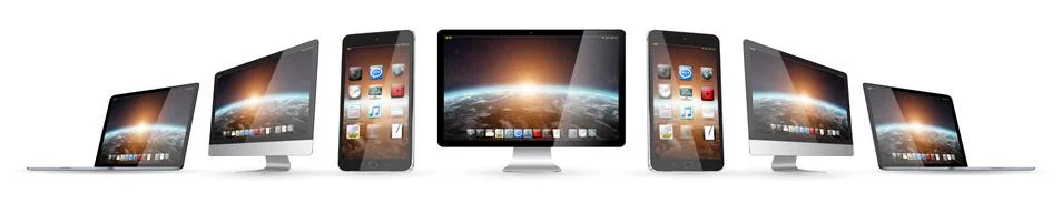 Modern digital tech device collection Illustrazione stock