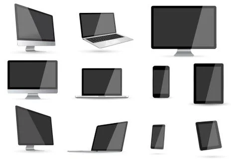 Modern digital tech device collection Illustrazione stock