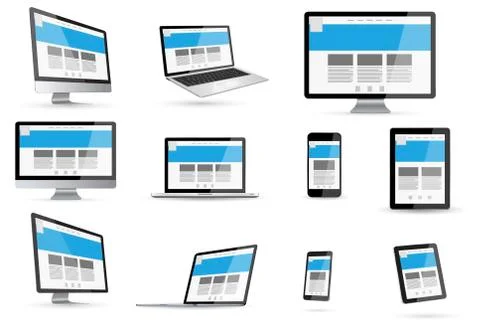 Modern digital tech device collection Illustrazione stock