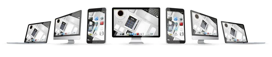 Modern digital tech device collection Illustrazione stock