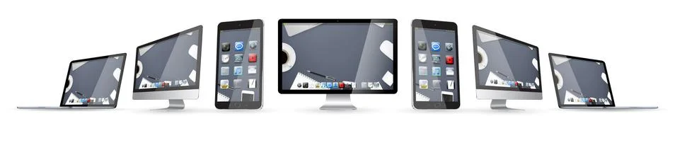 Modern digital tech device collection Stock Illustration