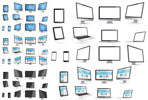 Modern digital tech device collection Stock Illustration