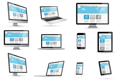 Modern digital tech device collection Иллюстрация