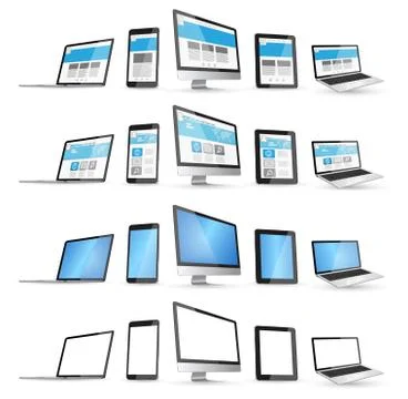 Modern digital tech device collection Stock Illustration