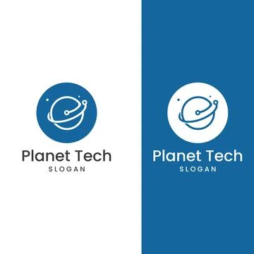 Modern digital tech world logo, global or tech planet, and digital tech pro.. Stock Illustration
