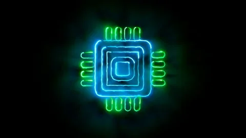 Modern digital technology animated element, sign of a semiconductor Stock Footage 235688337