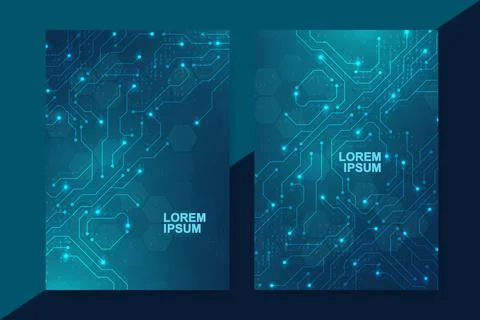 Modern digital technology design template for a brochure, flyer, cover, report Illustrazione stock