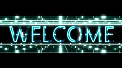 Modern digital text welcome. Title with glowing flcikering bars up and down Stock Footage 307758149