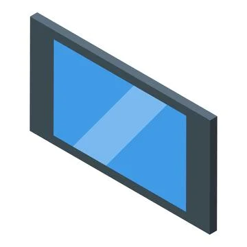 Modern digital tv screen displaying blue picture in isometric view Illustrazione stock