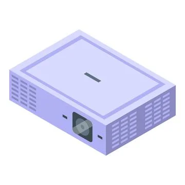 Modern digital video data projector lying on white background Illustrazione stock