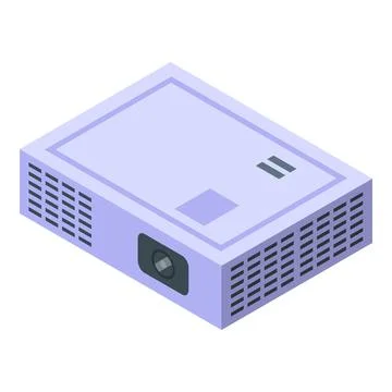 Modern digital video projector lying on white surface isometric view Illustrazione stock