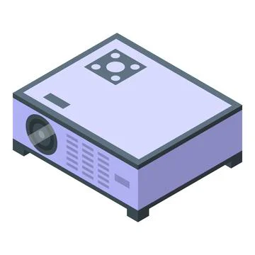 Modern digital video projector standing on a table isometric view Stock Illustration