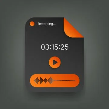 Modern Digital Voice Recorder User Interface Design 库存插图