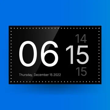 Modern Digital Wall Clock Interface Dashboard Design Stock Illustration