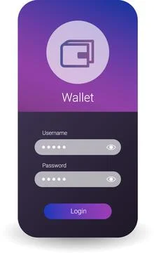 Modern Digital Wallet App Login Interface With Gradient Background And User.. Stock Illustration