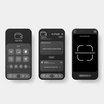 Modern digital wallet mobile app UI template design Stock Illustration