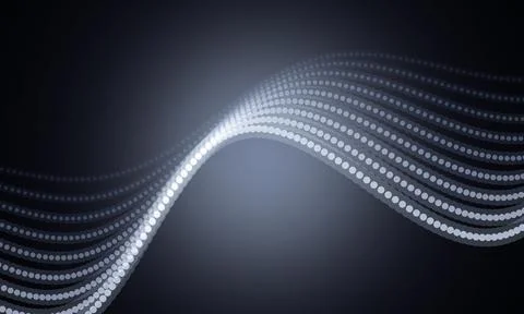Modern digital wave pattern composed of bright connected dots on gradient Stock Illustration