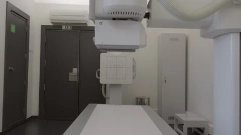 Modern Digital X-Ray Machine In Empty Hospital Radiology Room Stock Footage 337778058