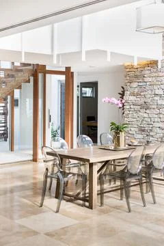 A modern dining area table Stock Photos