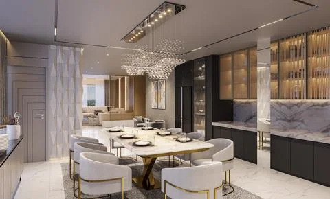 Modern Dining Design Tips for a Sleek and Chic Space Illustrazione stock
