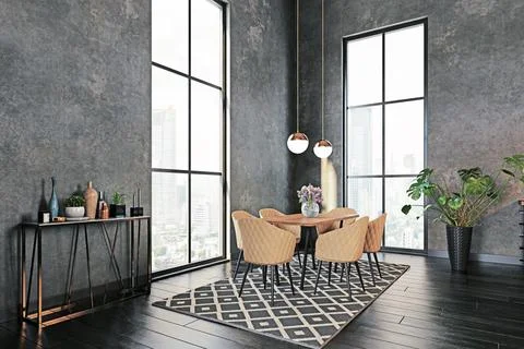 Modern dining interior Stock Illustration