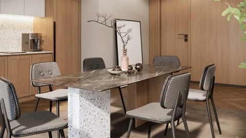 Modern dining room close-up shot Contemporary apartment design. Stock Footage 241291513