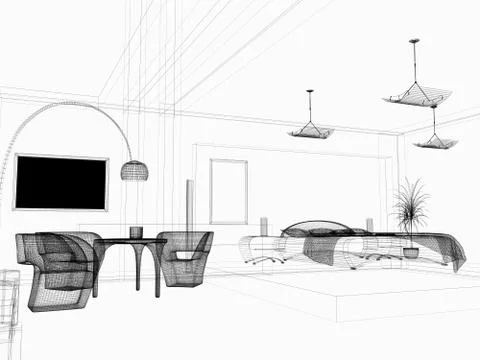 Modern dining room Stock Illustration