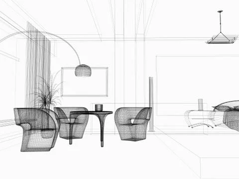 Modern dining room Stock Illustration